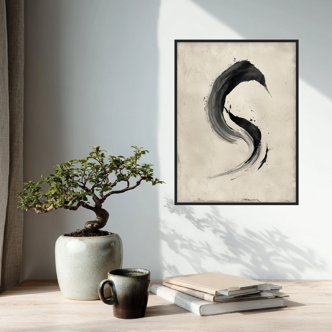 Schwarzer Pinselbogen Poster Zen – mattes Kunstdruck-Papier – Ansicht 4