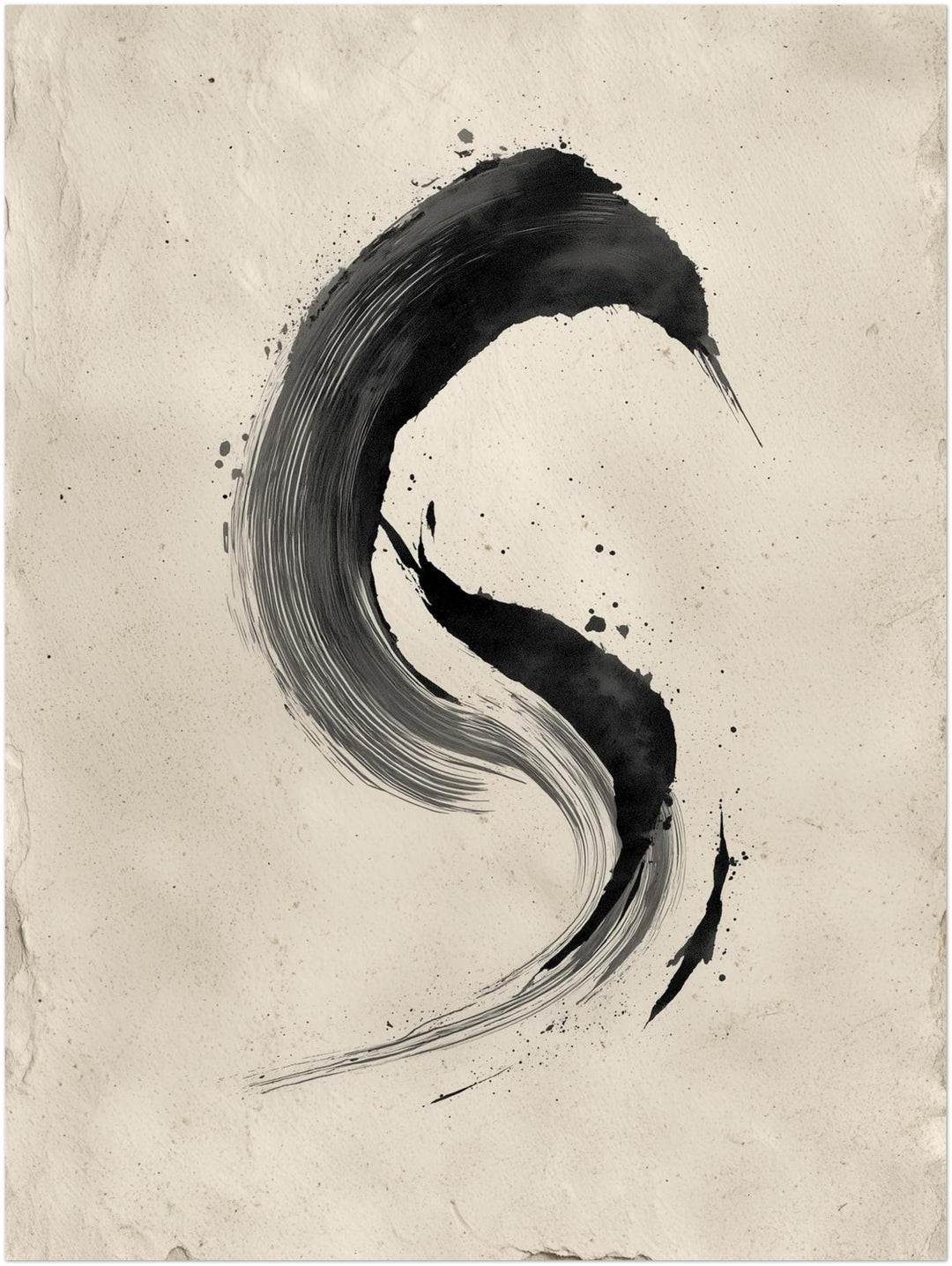 Schwarzer Pinselbogen Zen – Wandkunst