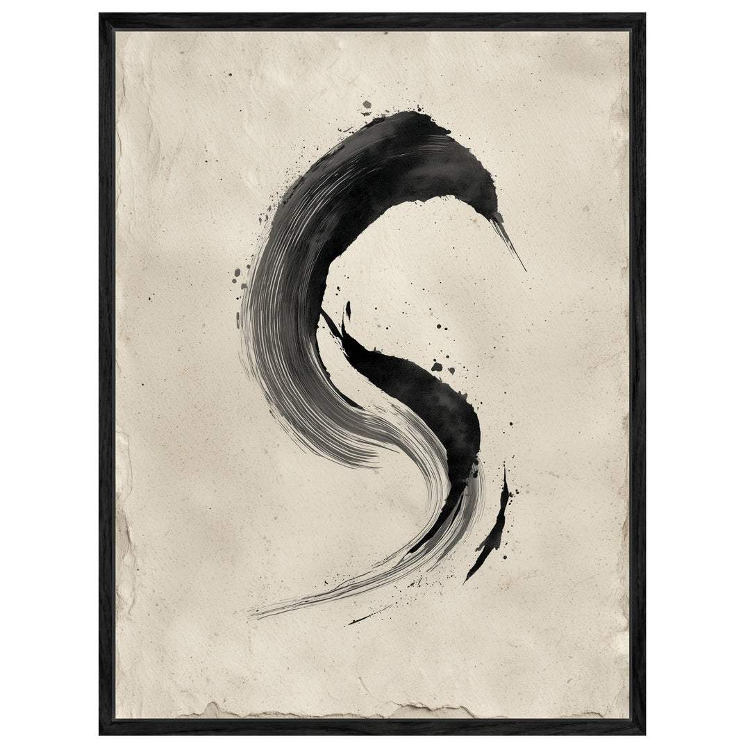Schwarzer Pinselbogen Leinwandbild Zen – Leinwand auf Holzrahmen – Ansicht 4