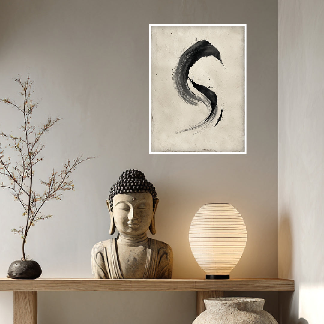 Schwarzer Pinselbogen Poster Zen – mattes Kunstdruck-Papier – Ansicht 3