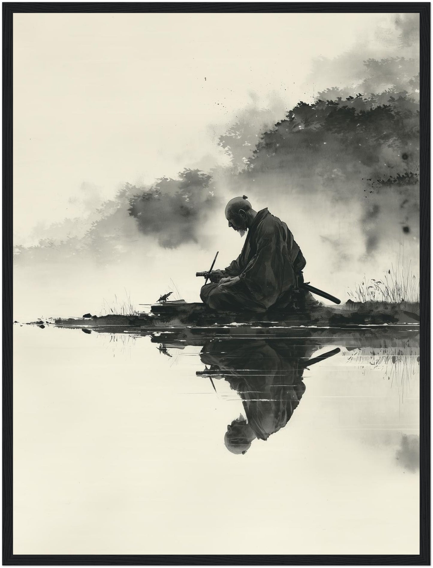 Sitzender Krieger am Wasser Poster