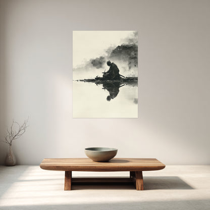 Sitzender Krieger am Wasser Poster