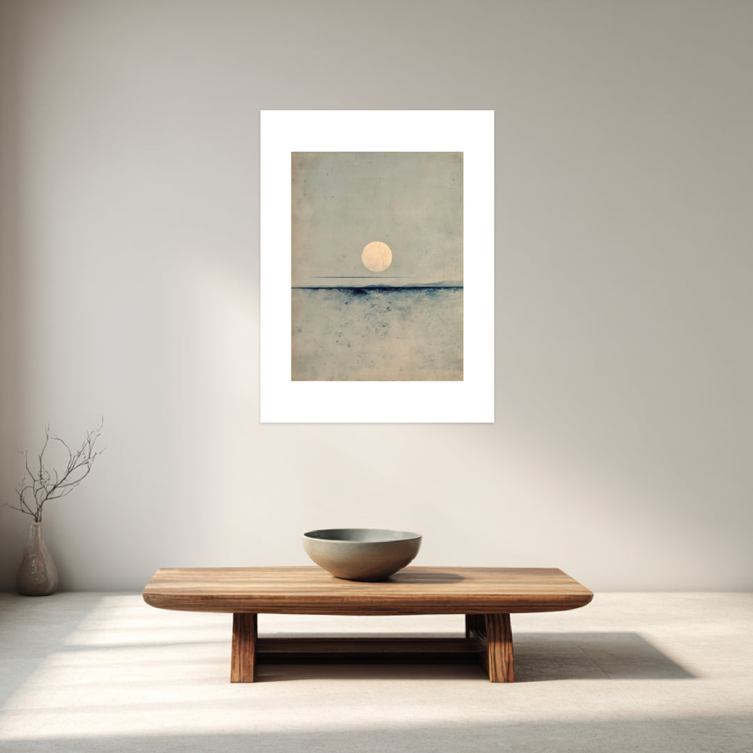 Vollmond über dem Meer Poster Zen – mattes Kunstdruck-Papier – Ansicht 3
