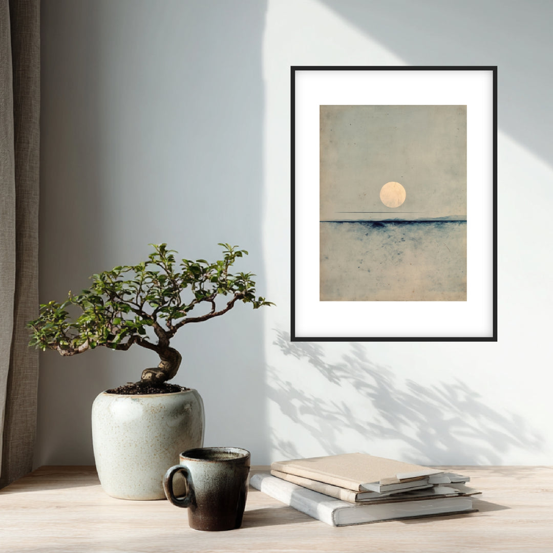 Vollmond über dem Meer Poster Zen – mattes Kunstdruck-Papier – Ansicht 2