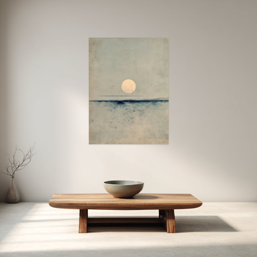 Vollmond über dem Meer Leinwandbild Zen – Leinwand auf Holzrahmen – Ansicht 3
