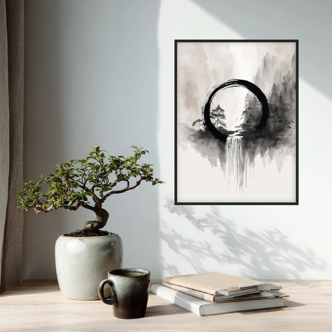 Wasserfall im Enso Poster Zen – mattes Kunstdruck-Papier – Ansicht 3
