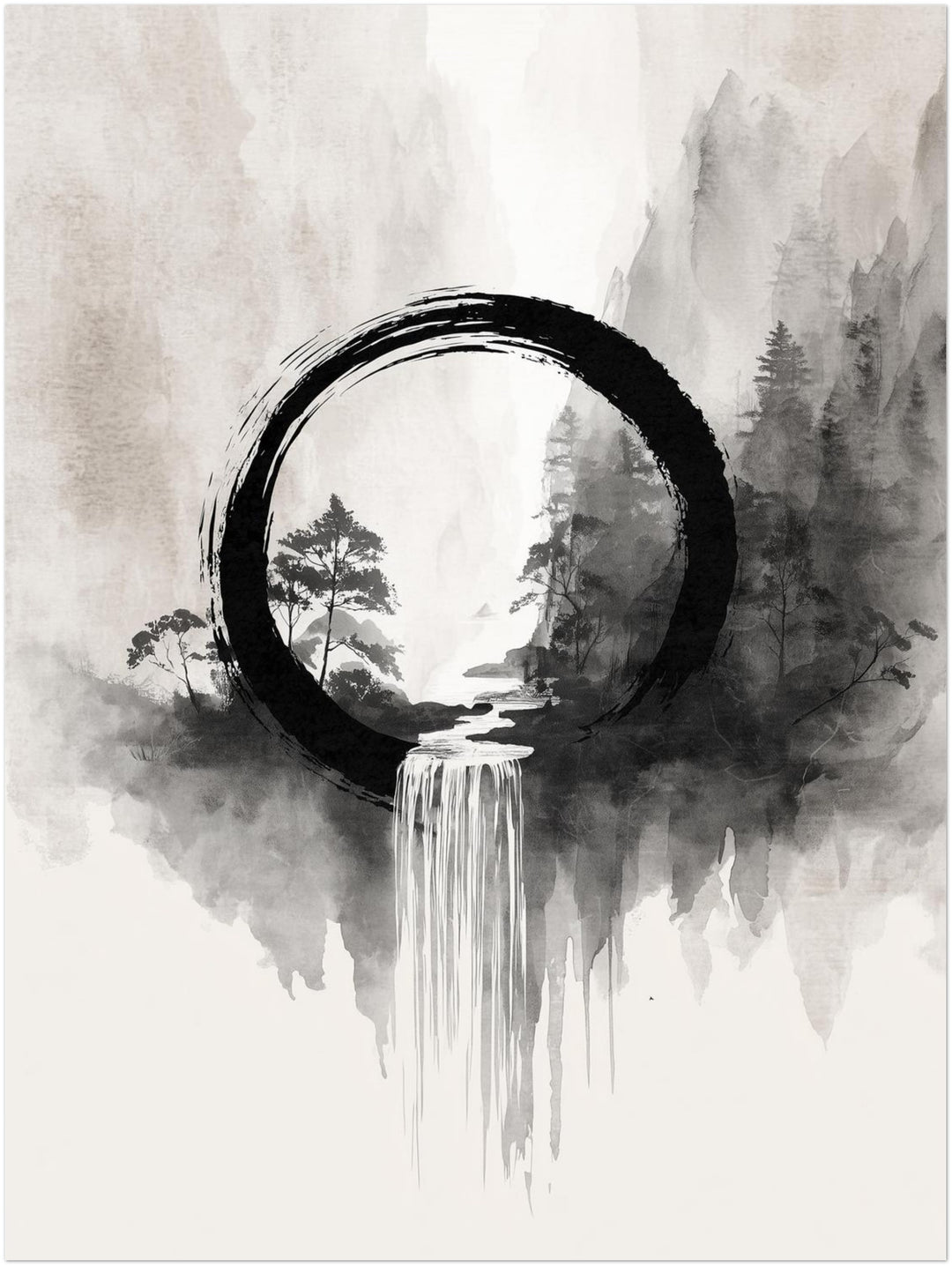Wasserfall im Enso Zen – Wandkunst