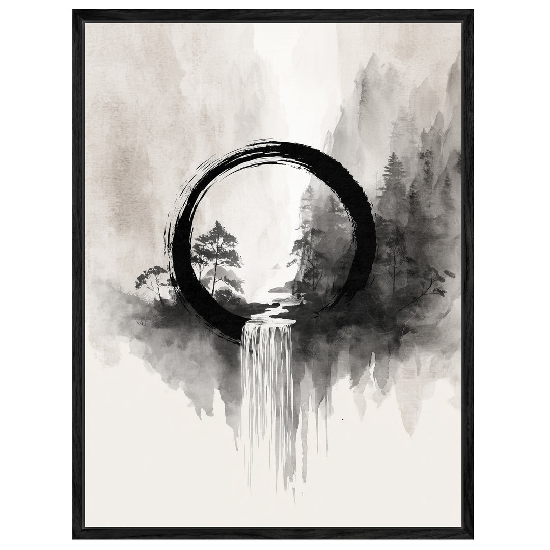Wasserfall im Enso Leinwandbild Zen – Leinwand auf Holzrahmen – Ansicht 4