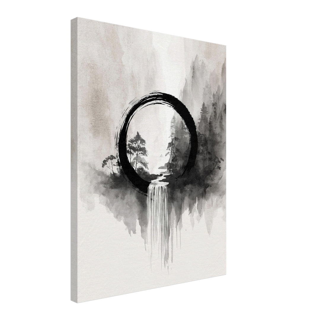 Wasserfall im Enso Leinwandbild Zen – Leinwand auf Holzrahmen – Ansicht 2