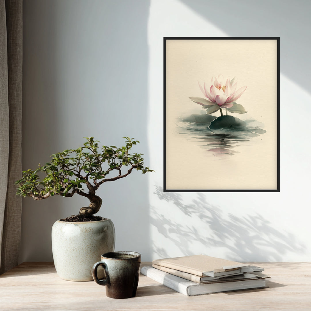 Zarte Lotusblüte im Wasser Poster Zen – mattes Kunstdruck-Papier – Ansicht 3