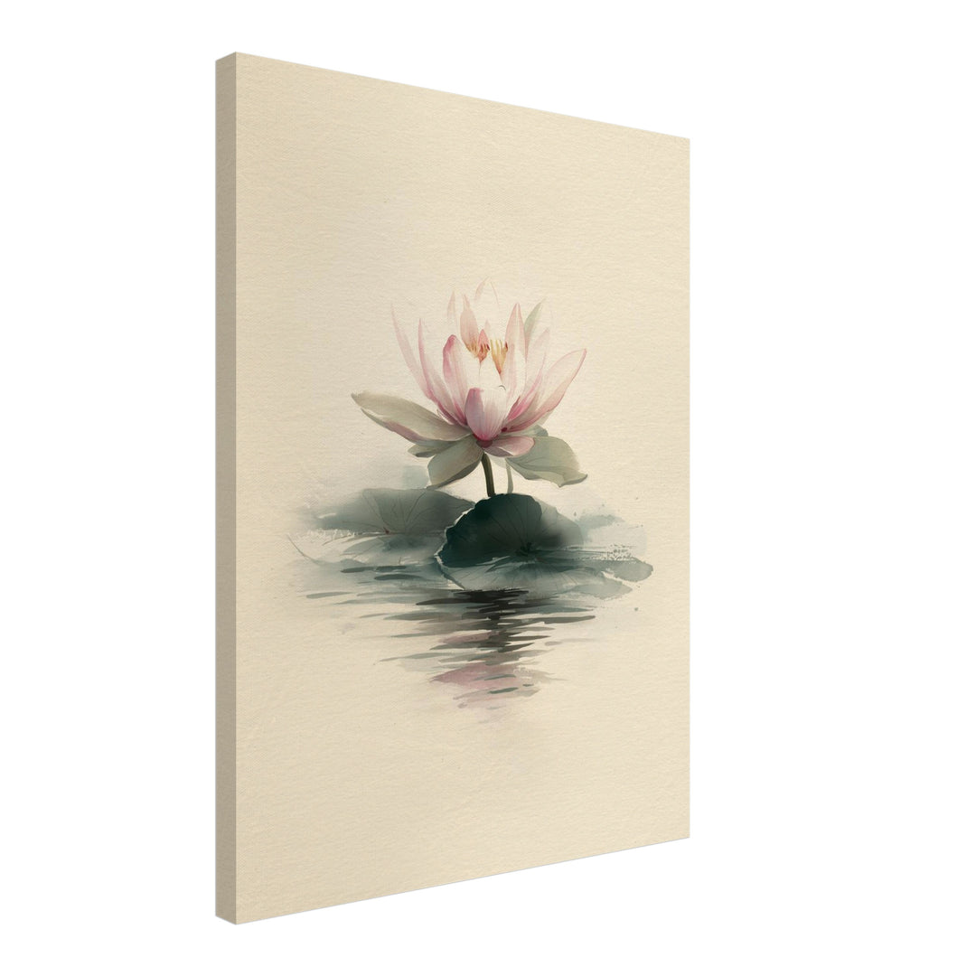 Zarte Lotusblüte im Wasser Leinwandbild Zen – Leinwand auf Holzrahmen – Ansicht 2