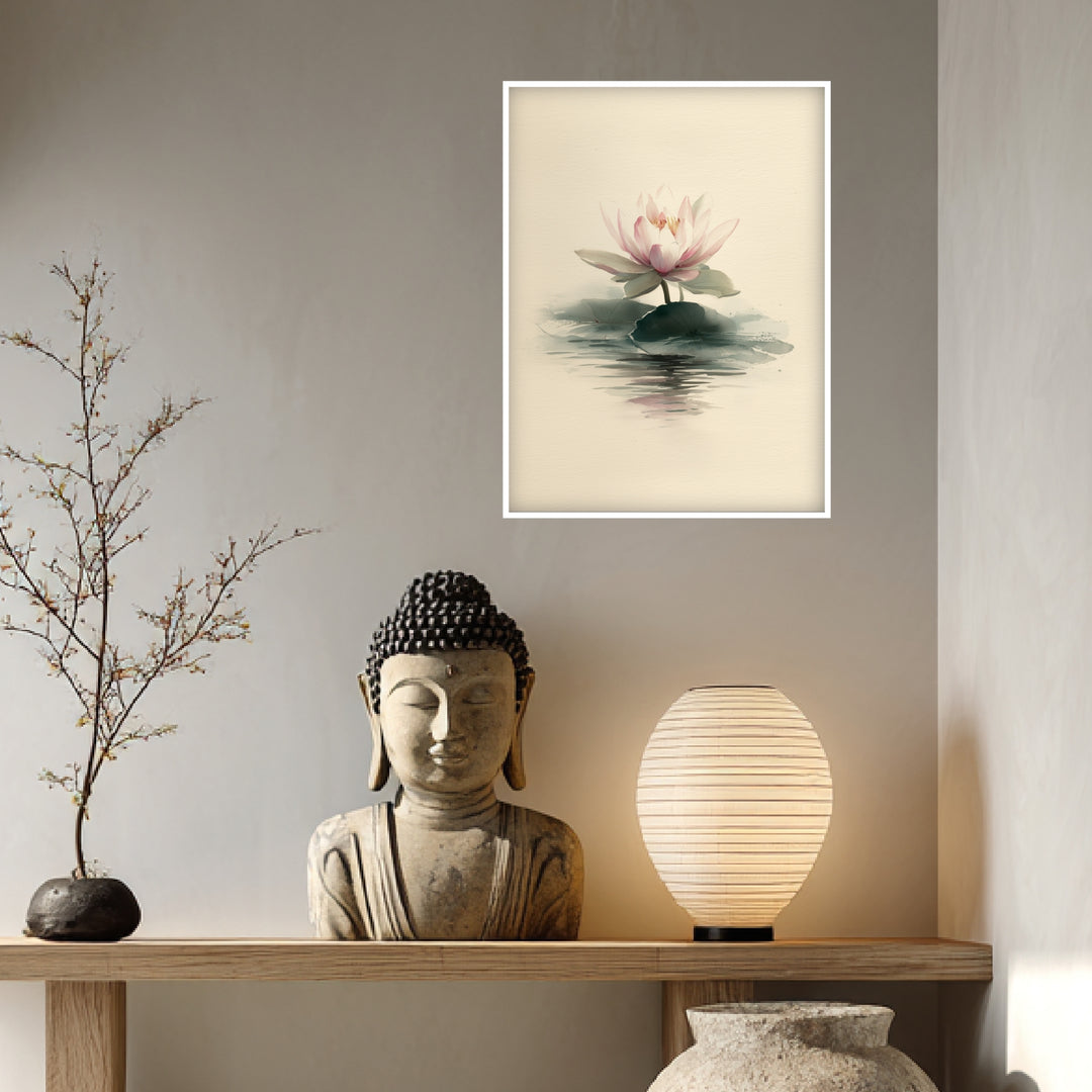 Zarte Lotusblüte im Wasser Poster Zen – mattes Kunstdruck-Papier – Ansicht 4