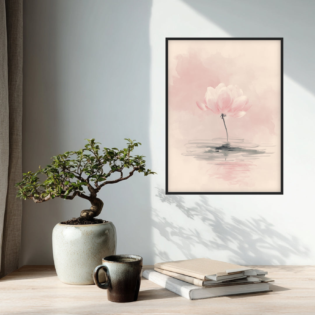 Zarte rosa Lotusblüte Poster Zen – mattes Kunstdruck-Papier – Ansicht 3