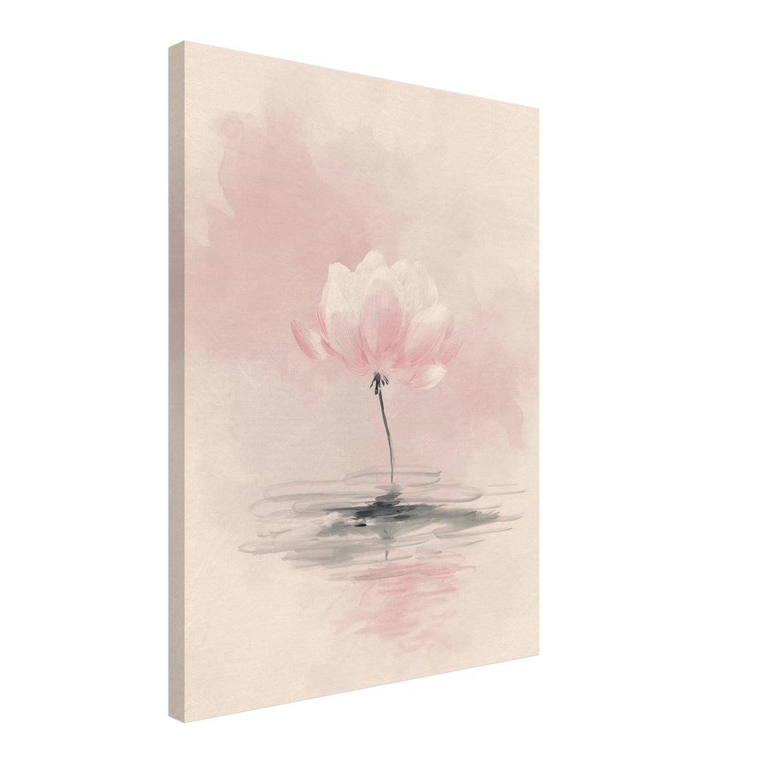 Zarte rosa Lotusblüte Leinwandbild Zen – Leinwand auf Holzrahmen – Ansicht 2