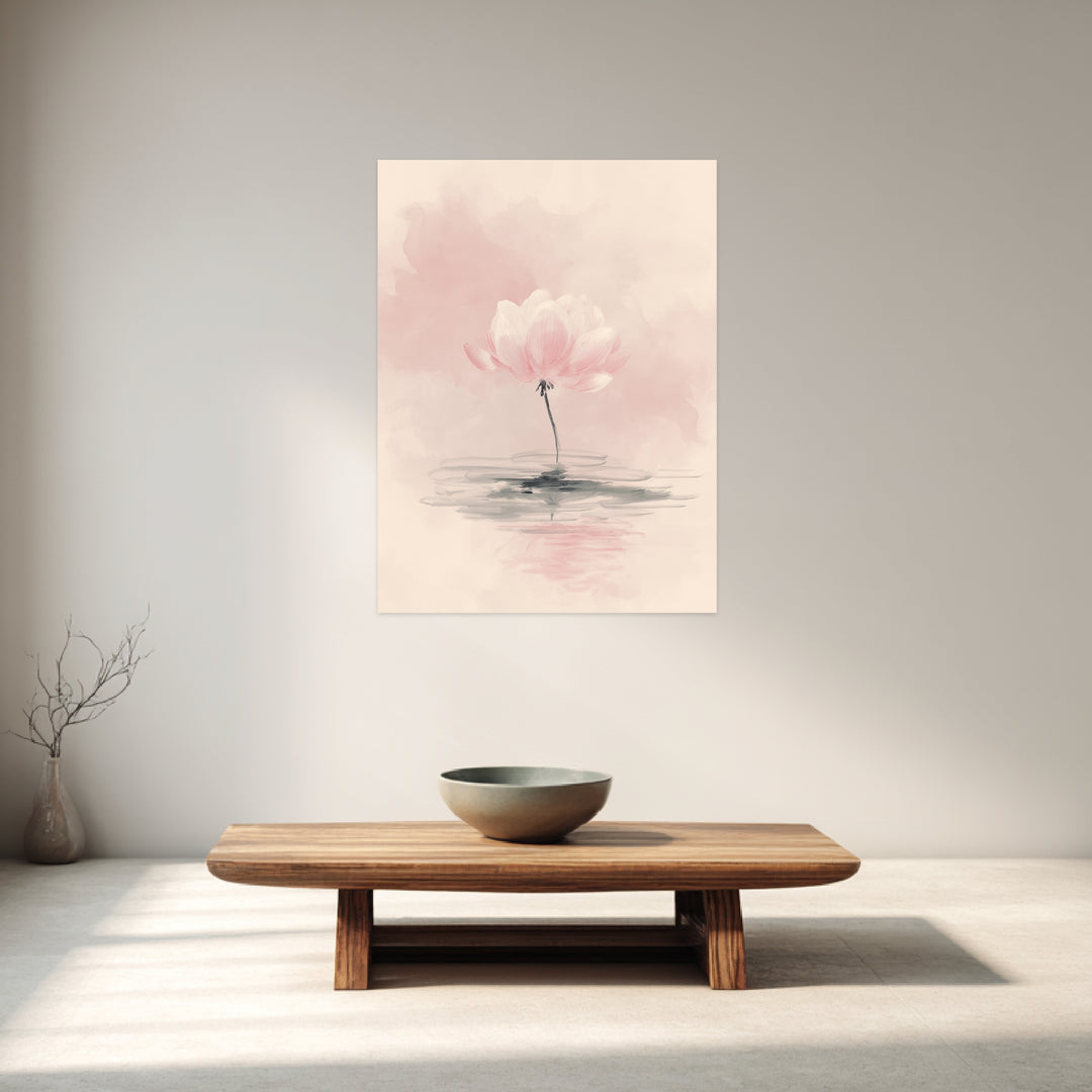 Zarte rosa Lotusblüte Leinwandbild Zen – Leinwand auf Holzrahmen – Ansicht 3