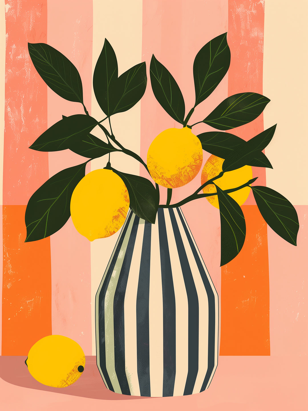 Zitronen Vase Illustration  – Wandkunst