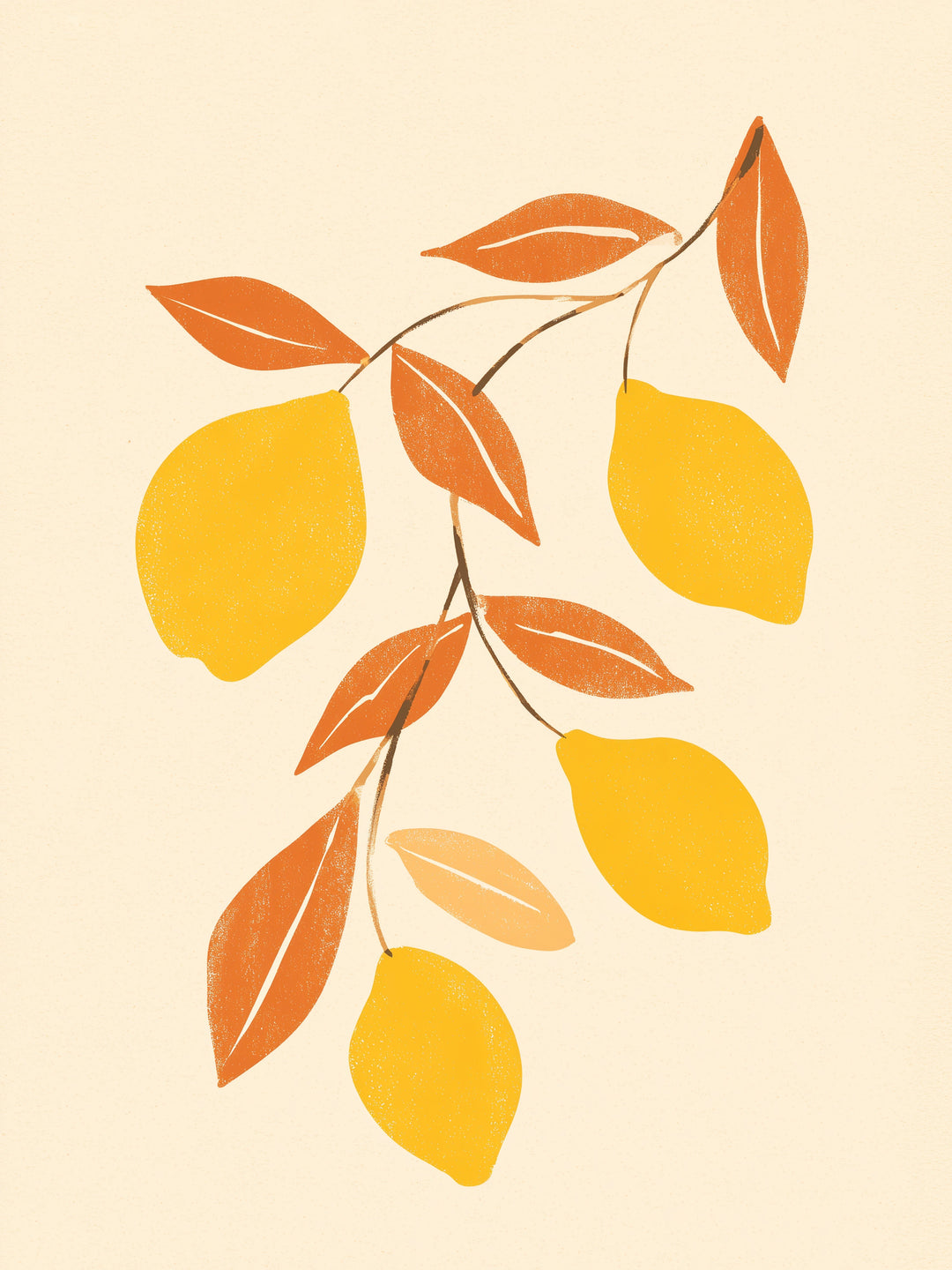 Zitronenzweig Illustration – Einzelmotiv aus dem 2er Poster Set