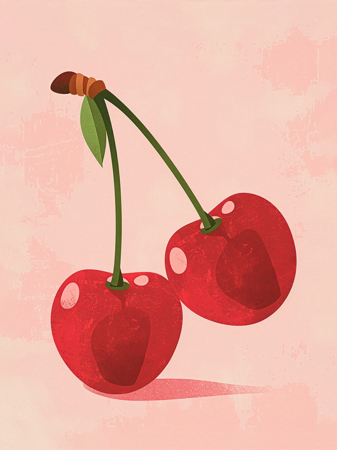 Zwei Kirschen rosa Dopamin – Wandkunst